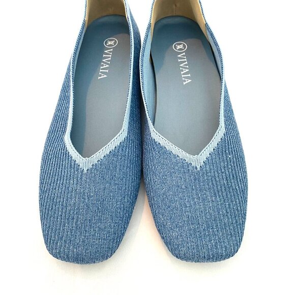 Vivaia Margot stretch knit ballet flats Womens 42 denim blue walking washable - Picture 6 of 11
